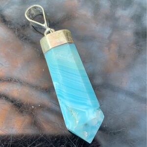 Blue Aragonite or Pendant in 925 silver